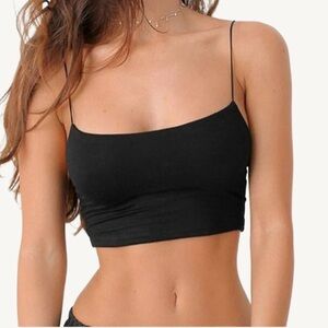 PRINCESS POLLY black thin strap crop top